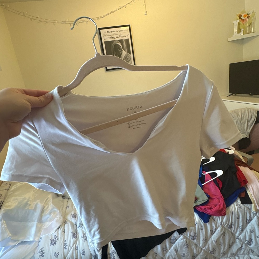 White V-Neck Women's Top